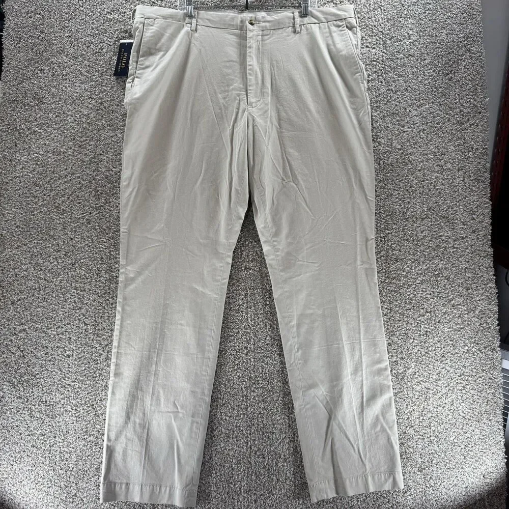Polo Ralph Lauren Pants Mens 42x36 Stretch‎ Classic Fit Chino Tan New With Tags